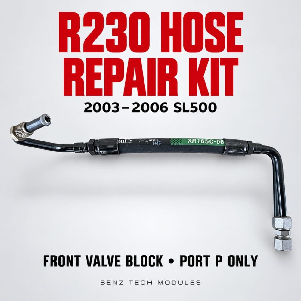 2003–2006 Mercedes SL500 R230 hose repair kit for front valve block Port P only — Benz Tech Modules