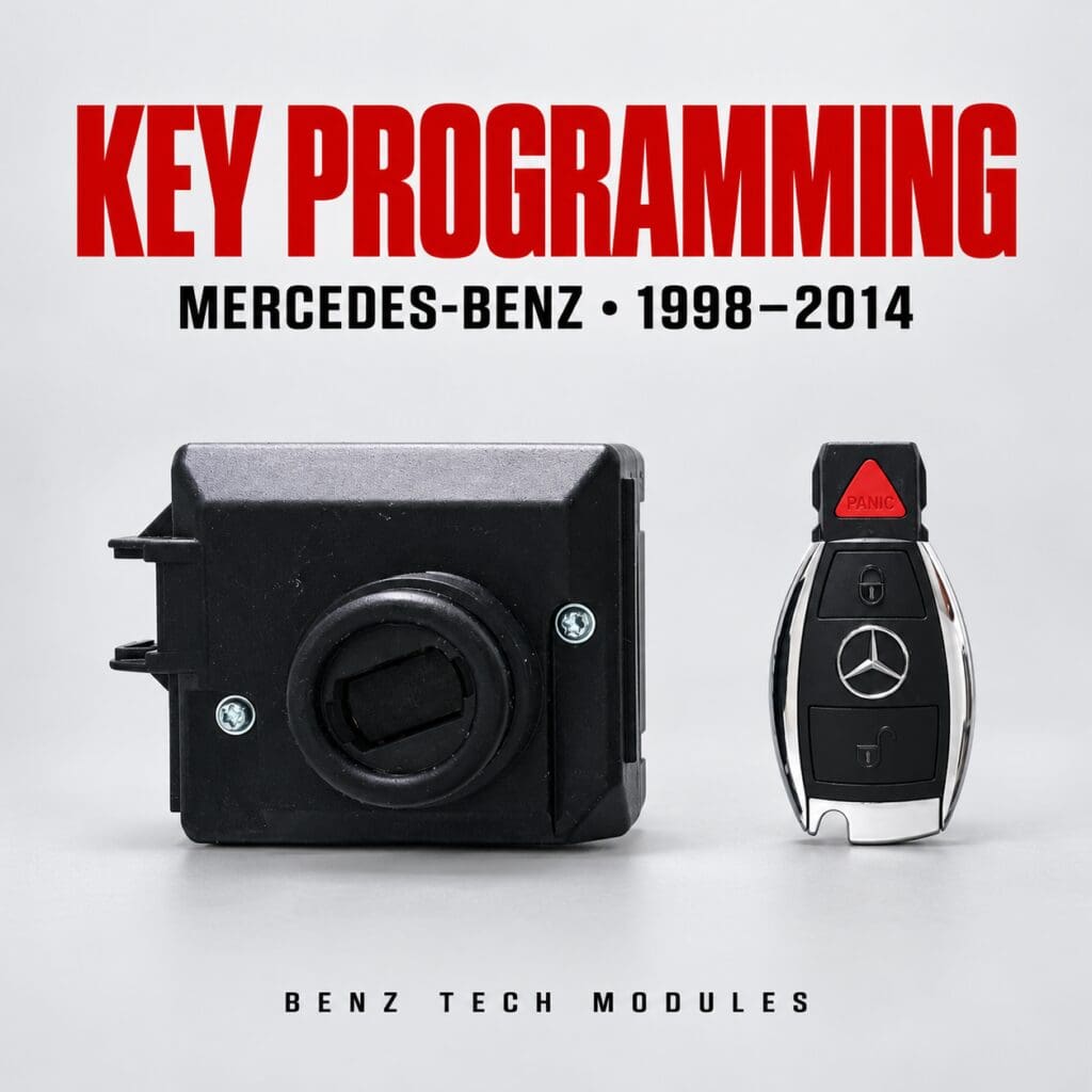 Mercedes ignition switch and key fob for key programming, 1998–2014 — Benz Tech Modules