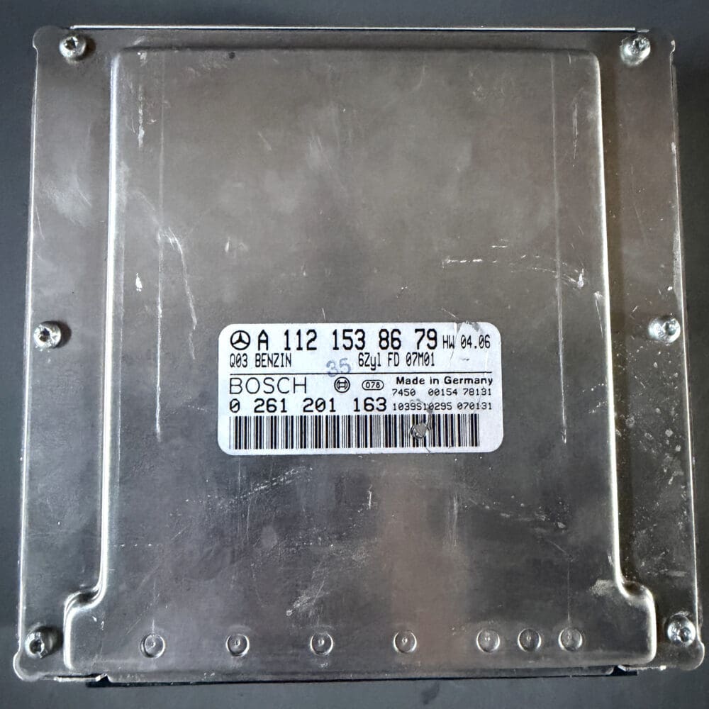Used Mercedes-Benz A1121538679 M112 ECM - actual unit label and casing