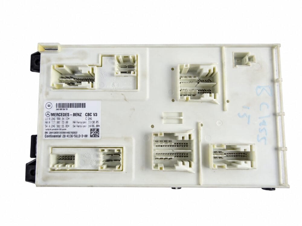 Mercedes-Benz CBC V3 front SAM module A2469009413, label and connectors on a white background
