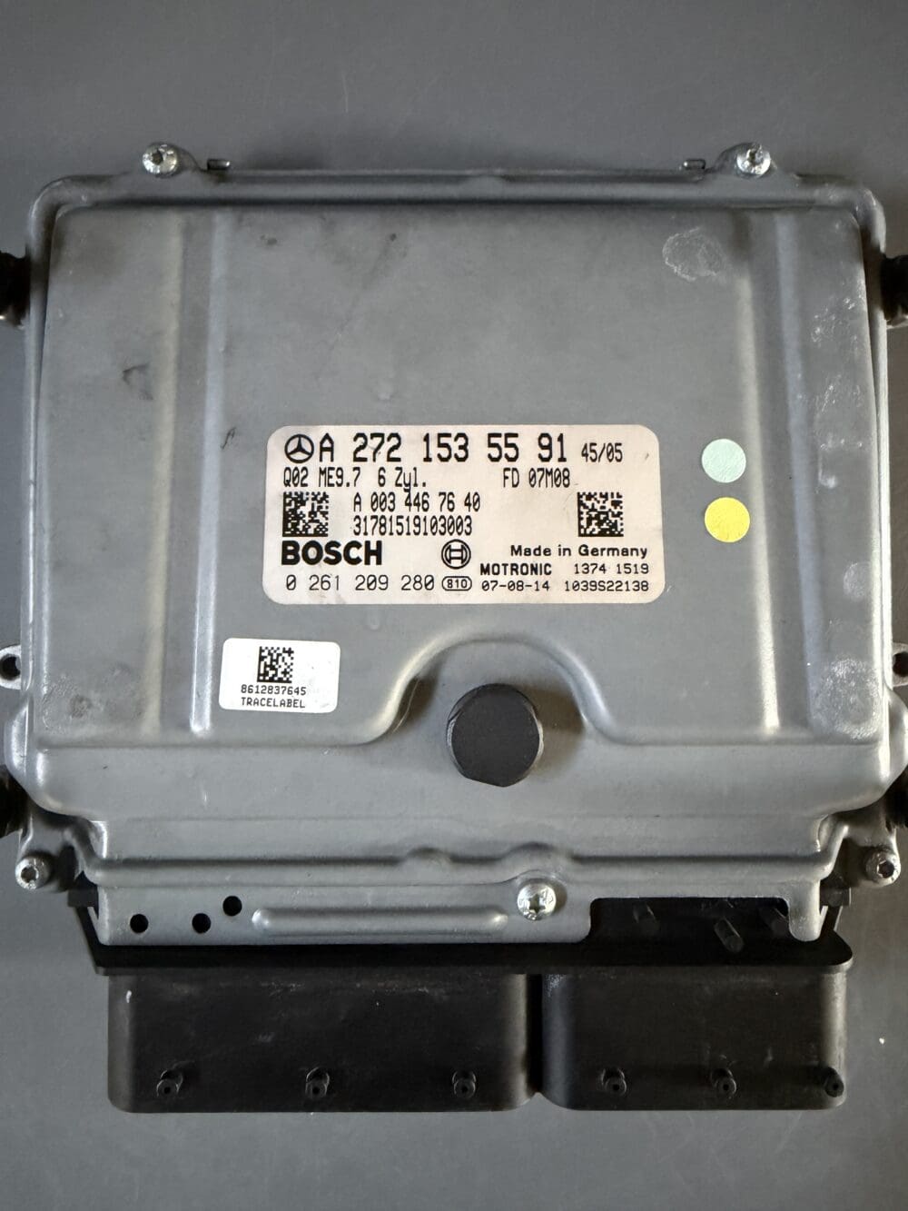 Used Mercedes-Benz A2721535591 Bosch 0261209280 ME9.7 ECM label and casing